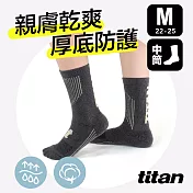 【titan】太肯 舒壓生活中筒襪 (22-25cm)M深灰
