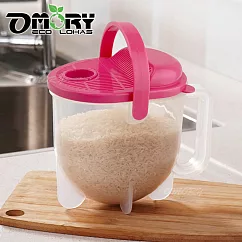 【OMORY】水流式洗米器三合用─甜心桃紅