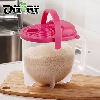【OMORY】水流式洗米器三合用-甜心桃紅