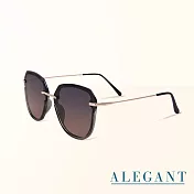 【ALEGANT】法式浪漫流行拼接半框設計花草蜂蜜色墨鏡/UV400太陽眼鏡