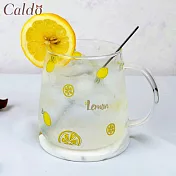 【Caldo卡朵生活】夏日檸檬耐熱玻璃馬克杯(附蓋+匙) 450ML