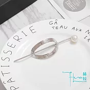 【Hera 赫拉】韓版簡約半圓造型珍珠髮叉/髮簪-2色銀色