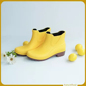 【花見小路】雨靴日/新版/京都和風感雨靴/女鞋/JP22.5/鬱金香黃