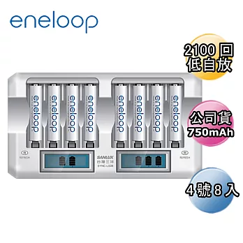 日本Panasonic國際牌ENELOOP低自放充電電池組(8入液晶充電器+4號8入)