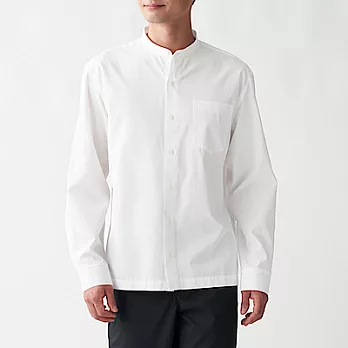 [MUJI無印良品]男超長棉水洗平織布立領襯衫S白色
