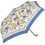 【because】日本晴雨兩用抗UV迷你勾把折傘(含傘套) ‧復古絲巾 藍