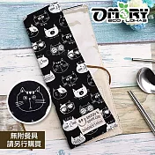 【OMORY】日式麻布手作環保餐具袋(無附餐具)-黑白貓