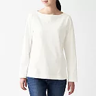 [MUJI無印良品]女有機棉粗織天竺船領長袖T恤S白色