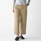 [MUJI無印良品]女有機棉混縱橫彈性綾織舒適寬擺褲XS米色