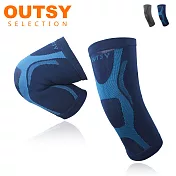 【OUTSY】台灣製運動機能壓縮護 膝腿套兩只入L藍