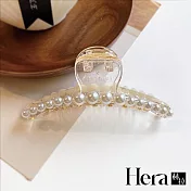 【Hera 赫拉】韓版經典珍珠盤髮抓夾/鯊魚夾-2色香檳色