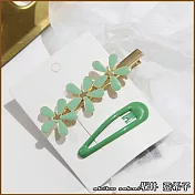 『坂井.亞希子』甜美滴釉三朵小花造型髮夾兩件組 -綠色