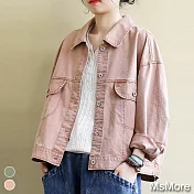 【MsMore】日本馬卡龍色牛仔棉外套#107815M粉紅