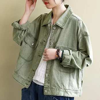 【MsMore】日本馬卡龍色牛仔棉外套#107815M綠