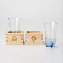 【小倉陶器】枡酒玻璃杯130ml雙入組(附木盒)