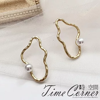 『時空間』愛的波折獨特不規則造型啞光珍珠耳環  -單一款式