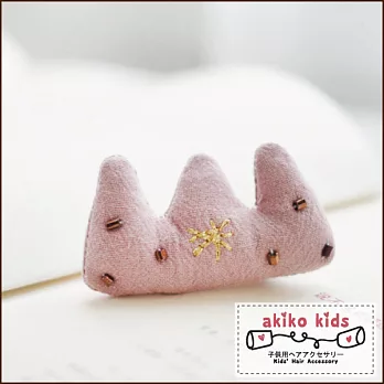 【akiko kids】可愛小巧棉麻三角皇冠造型鴨嘴夾 -粉色