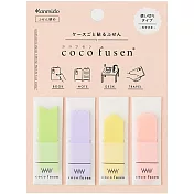 【Kanmido】coco fusen 攜帶式標籤貼4入(造型) ‧粉彩
