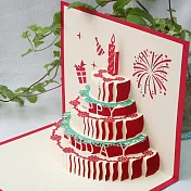3D立體紙雕卡片‧ 生日快樂‧生日卡‧煙火與華麗的生日蛋糕