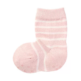 [MUJI無印良品]幼兒棉混腳跟特殊編織直角襪淡粉橫紋11~15cm