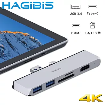 HAGiBiS海備思 Surface Pro專用HDMI/USB/SD/TF/PD供電擴充轉接器