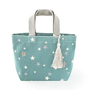 【TOMO】日本刺繡星星流蘇手提帆布袋 ‧ 水藍