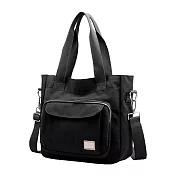 【EZlife】日系大容量休閒手提肩背兩用包-黑色