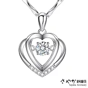【Sayaka紗彌佳】浪漫約會雙愛心鑲鑽造型項鍊 -單一款式