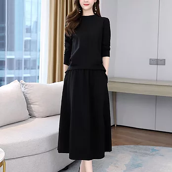 【MsMore】韓星金泰熙時尚2件式針織裙裝套組#107875-2XL黑