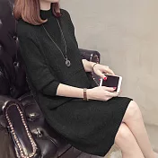 【MsMore】小高領優雅純色寬鬆顯瘦針織洋裝#107522XL黑
