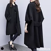 【MsMore】2020秋冬韓國新款顯瘦燈籠袖毛呢大衣#107987M黑