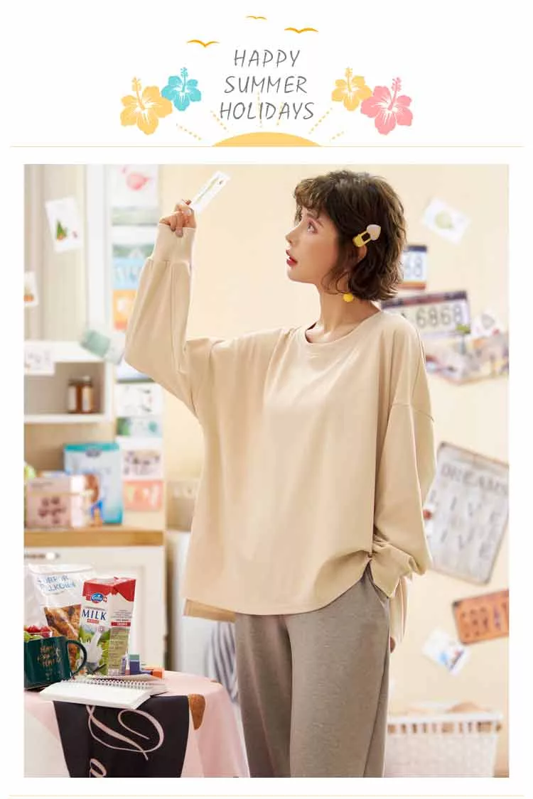 博客來 天使霓裳 哺乳衣日系簡約棉質甜美長袖二件式孕婦裝舒適居家服睡衣 膚色f free膚色