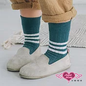 【天使霓裳】兒童襪子 日系條紋簡約風格中筒襪 長襪 小童中童 兩雙入 (四色可選M~L)M綠色