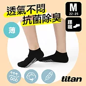 【titan】太肯 輕薄生活踝襪(22-25cm)M黑