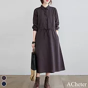 【A.Cheter】筆畫藝術采風雅致棉麻洋裝#108201M咖