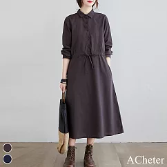 【A.Cheter】筆畫藝術采風雅致棉麻洋裝#108201XL咖