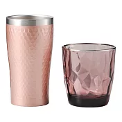 【MARUSAN KONDO】不鏽鋼馬克杯+鑽石玻璃杯禮盒組 ‧ 粉