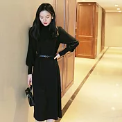 【MsMore】高端氣質名媛針織澎袖洋裝#108264F黑
