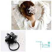 【Hera 赫拉】氣質珍珠花朵娟紗花苞頭/盤髮棒-2色黑