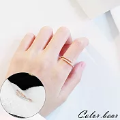 【卡樂熊】個性冷淡風水鑽可調節開口造型戒指(兩色)-玫瑰金