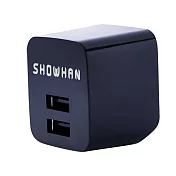 【SHOWHAN】雙USB可折疊2.4A BSMI認証急速充電器/曜石黑