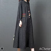 【A.Cheter】日本京都皇家棉絨刺繡外套洋裝#108389M黑