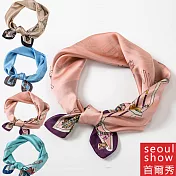 seoul show首爾秀 印第安馬方領巾仿蠶絲頭巾雪紡絲巾 橘粉