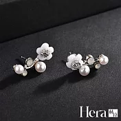 【Hera 赫拉】貝殼花朵樹枝珍珠耳釘-2款銀