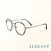 【ALEGANT】復刻銀金屬套圈輕透灰橢圓框UV400濾藍光眼鏡