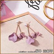 『坂井.亞希子』甜美百搭粉紫色花瓣造型垂墜耳環-花朵款