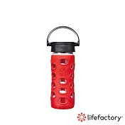 【lifefactory】平口玻璃水瓶350ml-紅色 (CLAN-350-RDB)