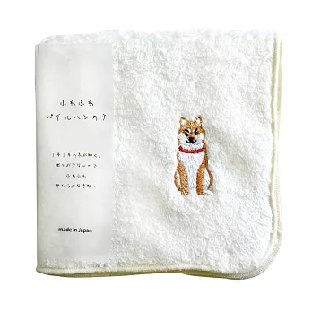 【日本KOJI】可愛柴犬柔軟純棉方巾 · 蹲立柴犬