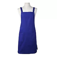 【日本KOJI】交叉掛肩式素色口袋純棉圍裙 ·藍