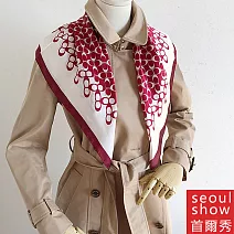 seoul show首爾秀 時尚8字方巾仿蠶絲頭巾領巾雪紡圍巾仿真絲絲巾 紅色